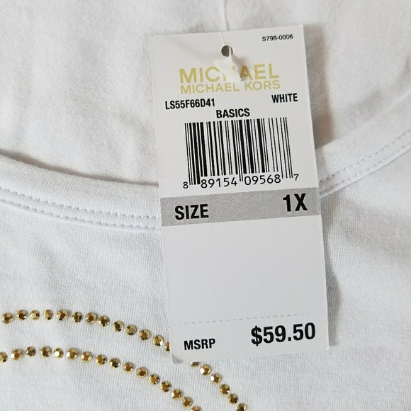 MICHAEL KORS MK Gold Rhinestone Logo Tank Top 1X - Picture 3 of 8